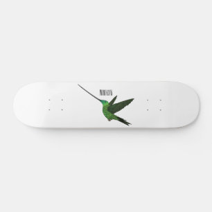 Skate Ilustração de desenho animado de beija-flor-espada