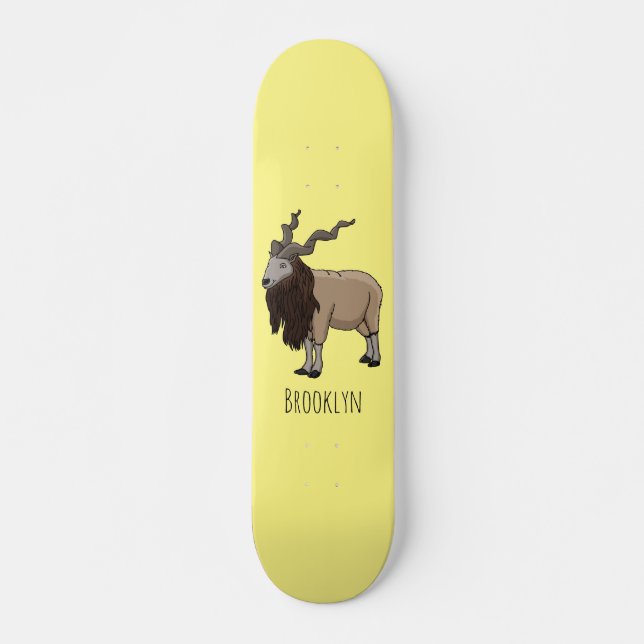 Skate Ilustração de desenho animado de cabra Markhor (Frente)