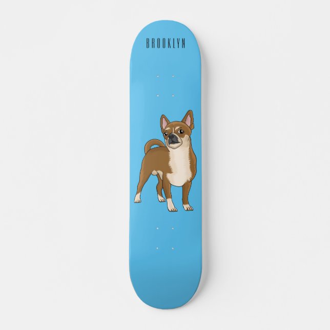Skate Ilustração de desenho animado de cachorro Chihuahu (Frente)