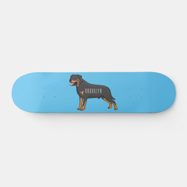 Skate Ilustração de desenho animado de cão rottweiler (Horz)