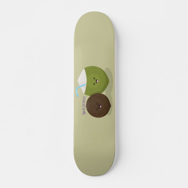 Skate Ilustração de desenho animado de cocos fofos e kaw (Frente)