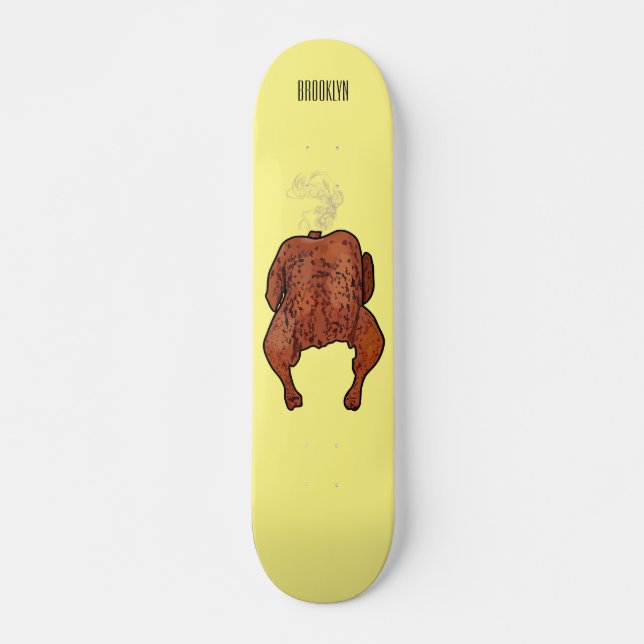 Skate Ilustração de desenho animado de frango assado (Frente)