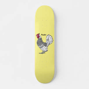 Skate Ilustração de desenho animado de frango Sebright