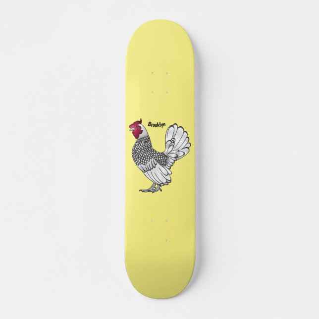 Skate Ilustração de desenho animado de frango Sebright (Frente)