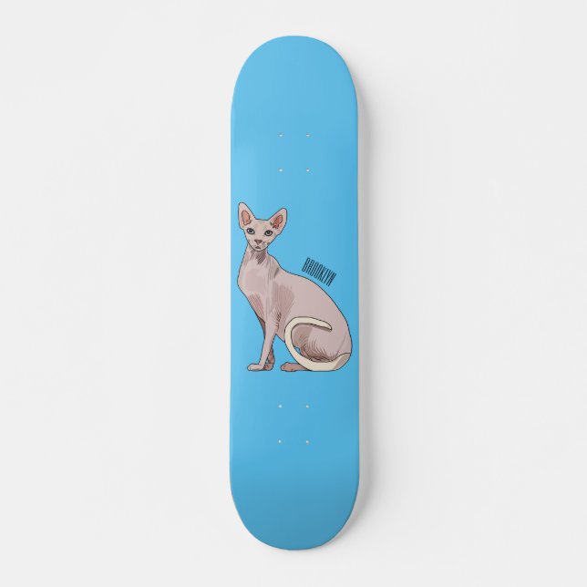 Skate Ilustração de desenho animado de gato esphynx (Frente)