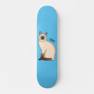 Skate Ilustração de desenho animado de gato siamês