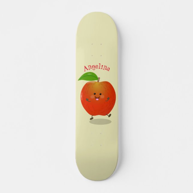 Skate Ilustração de desenho animado de maçã dançante (Frente)