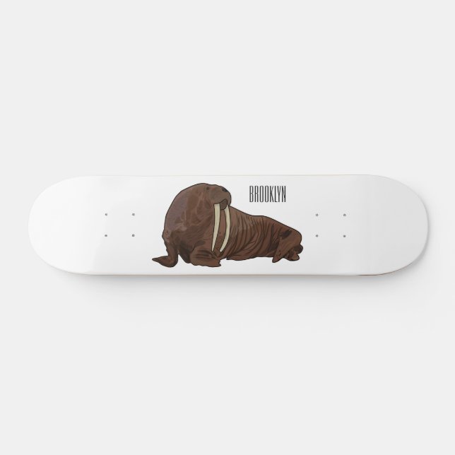 Skate Ilustração de desenho animado de morsa (Horz)