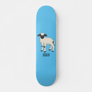 Skate Ilustração de desenho animado de ovelha Valais Bla