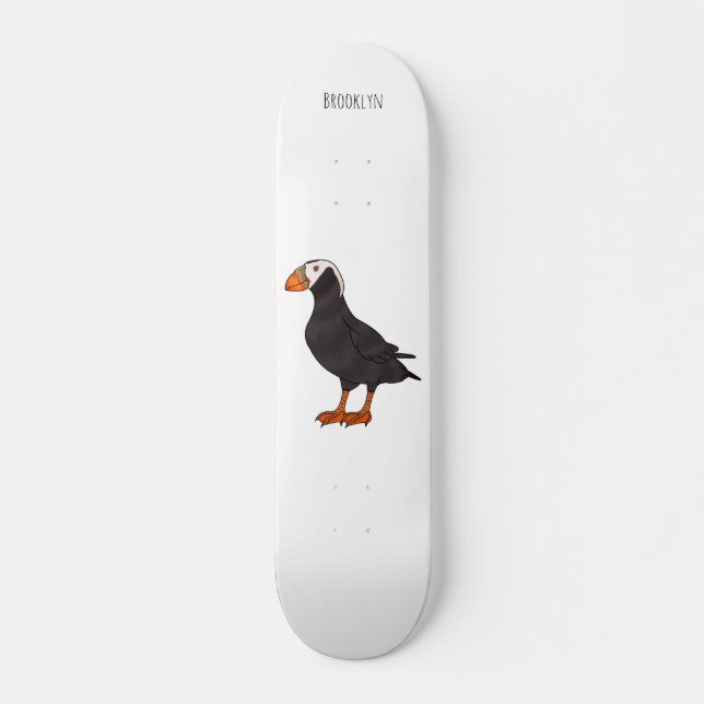 Skate Ilustração de desenho animado de pássaros puffin t (Frente)