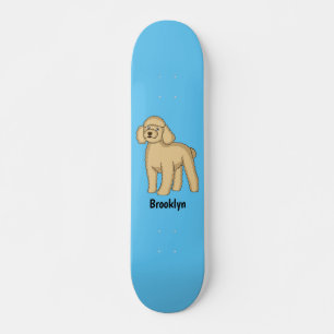Skate Ilustração de desenho animado de poodle marrom fel