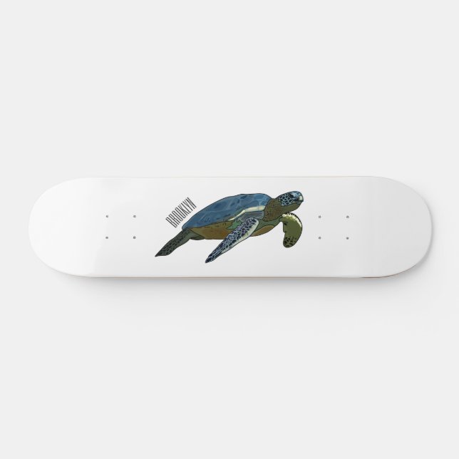Skate Ilustração de desenho animado de tartaruga marinha (Horz)