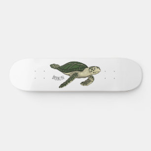 Skate Ilustração de desenho animado de tartaruga marinha