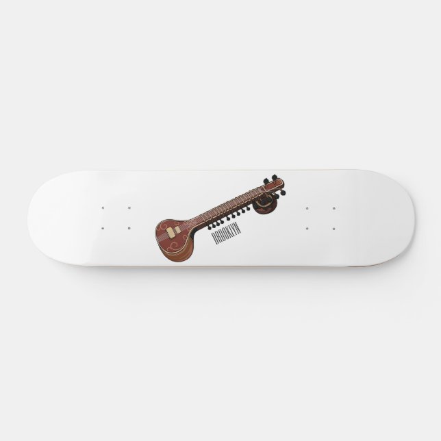 Skate Ilustração de desenho animado de violão (Horz)