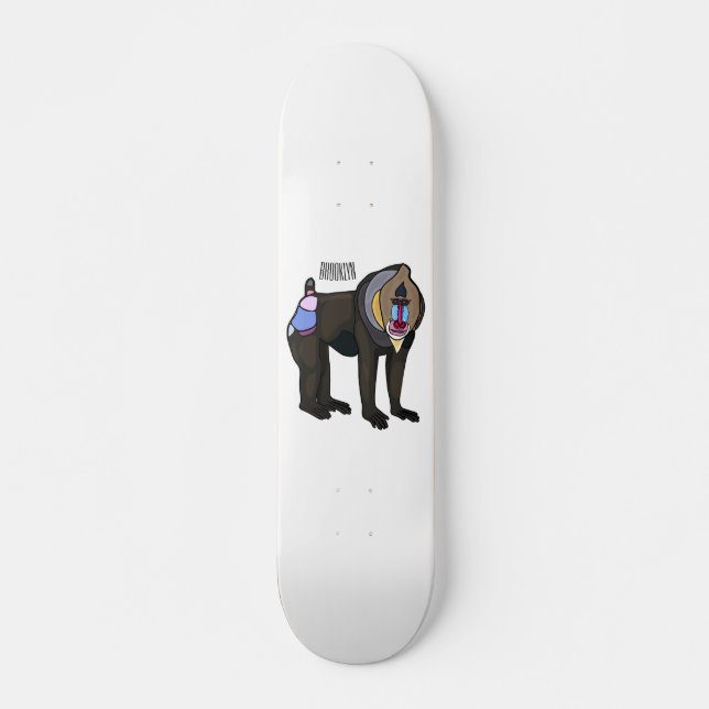 Skate Ilustração de desenho animado Mandrill (Frente)