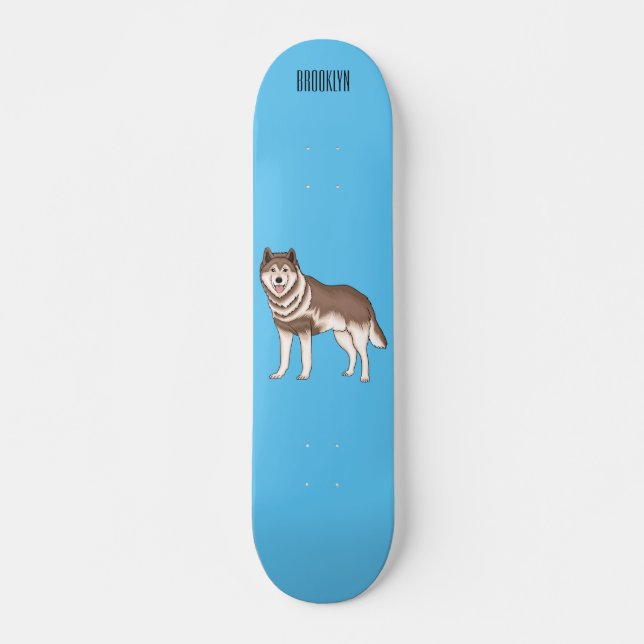 Skate Ilustração de desenho animado siberiano husky (Frente)