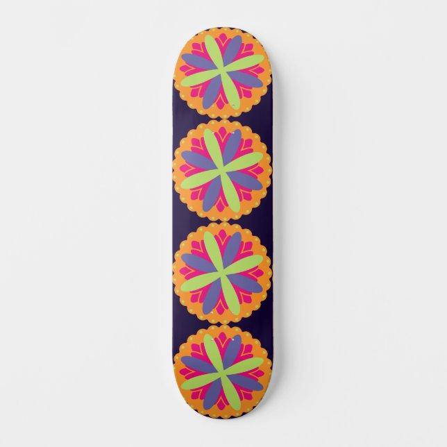 Skate ilustração de formas florais laranja (Frente)