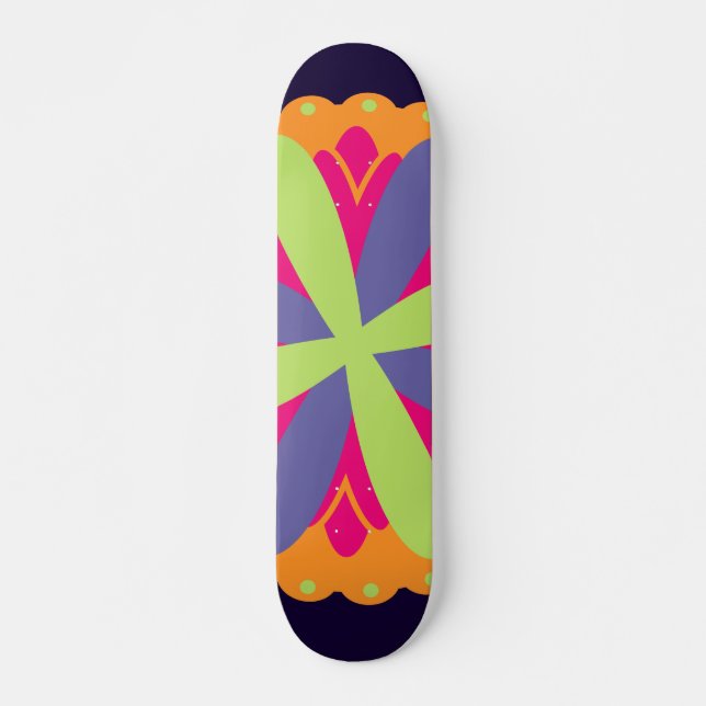 Skate Ilustração de formas florais laranja (Frente)