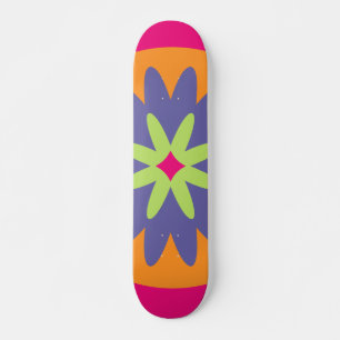 Skate ilustração de formas florais laranja e rosa