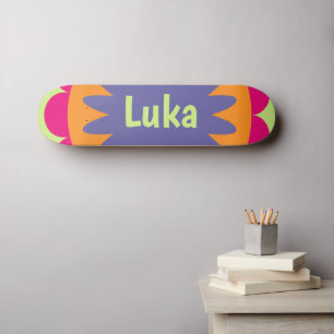 Skate ilustração de formas florais laranja e rosa