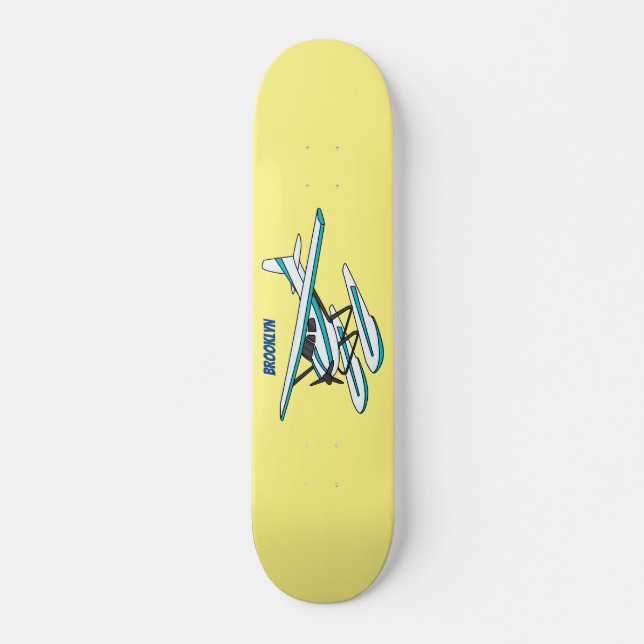 Skate Ilustração de hidroavião azul branco (Frente)