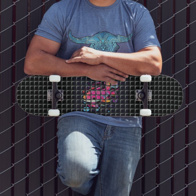 Skate Ilustração de Peixe Atrás da Rede (Ao ar livre 3)