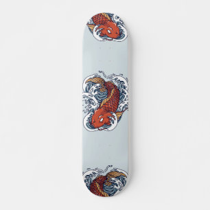Skate Ilustração de Peixe Koi Japonês Vermelho