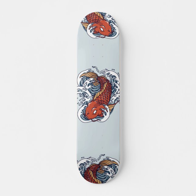 Skate Ilustração de Peixe Koi Japonês Vermelho (Frente)