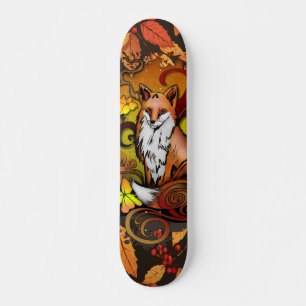Skate Ilustração de Raposa de Outono com Folhas e Bagas