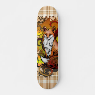 Skate Ilustração de Raposa de Outono em Xadrez na Nature
