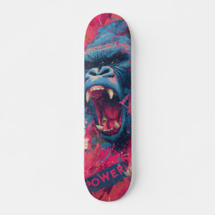 Skate Ilustração de um Gorila Rugindo em Cor Vibrante
