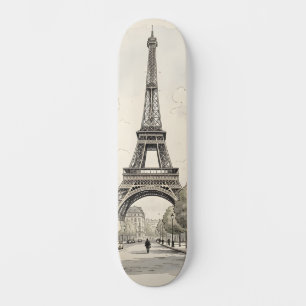 Skate Ilustração de viagem antiga e vintage de Paris