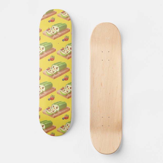 Skate Ilustração do Roll de Bolo de Matcha (Frente)
