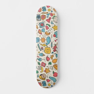 Skate Ilustración Doodle Kawaii Ecléctica con Gatos