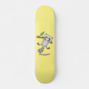 Skate Imagem de desenho animado de bebê guaxinim feliz e