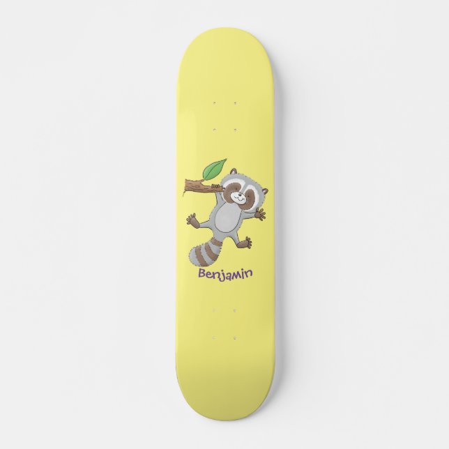 Skate Imagem de desenho animado de bebê guaxinim feliz e (Frente)