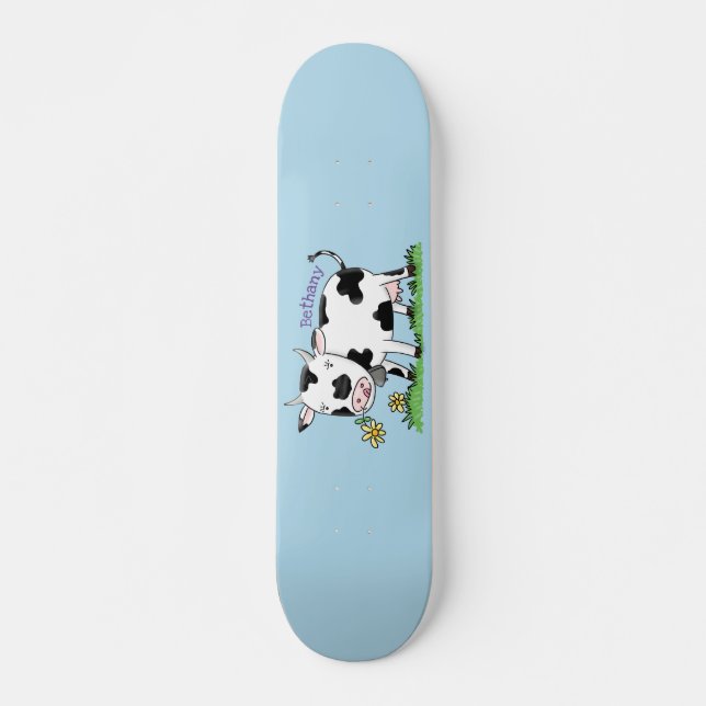Skate Imagem de desenho animado de uma vaca em verde (Frente)