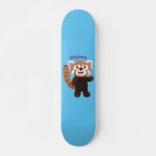 Skate Imagem de desenho animado do panda vermelho-bonito