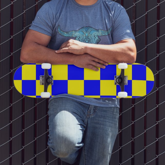 Skate Imagem do Quadro de Verificação Amarelo Neon Azul (Ao ar livre 3)