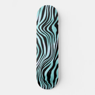 Skate Impressão Animal Azul Brilhante Pele de Zebra Turq