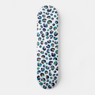 Skate Impressão Animal Leopardo Azul-Dourado Elegante