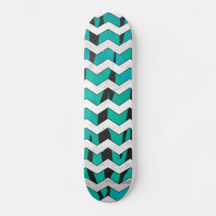Skate Impressão Chevron Tiger Black and Teal