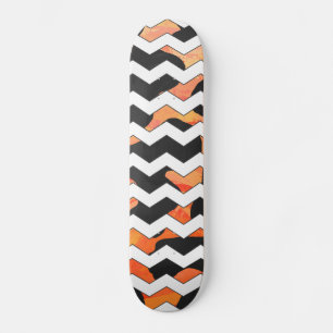 Skate Impressão de Cow Black and Orange Chevron