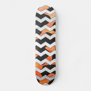Skate Impressão de Cow Black and Orange Chevron