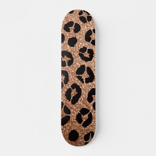 Skate Impressão de Guepardo com Brilho Dourado Design Ou (Frente)