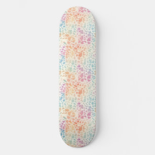 Skate Impressão de leopardo em aquarela com arco-íris pa