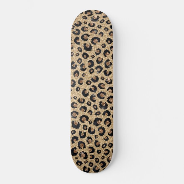 Skate Impressão de Leopardo Negro brilhante Dourado Eleg (Frente)
