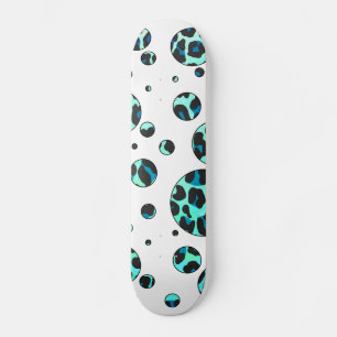 Skate Impressão de Leopardo Negro e Teal