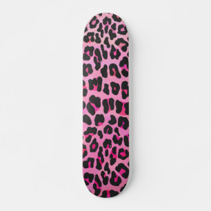 Skate Impressão de Leopardo Preto e Rosa Quente