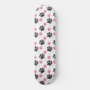 Skate Impressão de Pata Preta e Rosa Dona de Cachorro Am